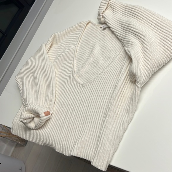 Lunya reversible open back cozy cotton silk knit sweater sincere white $198 - Picture 3 of 3